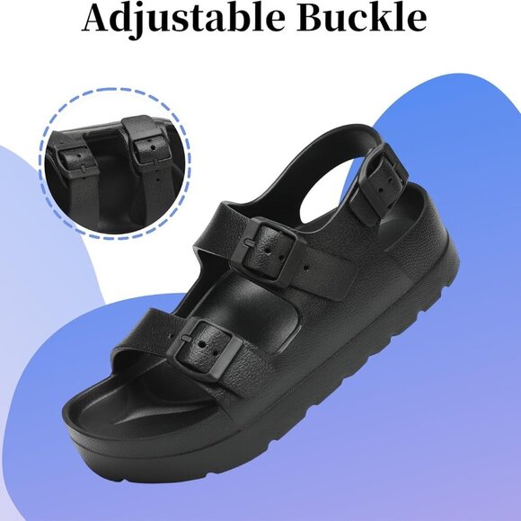 Women's Platform Sandals Ethylene Vinyl Acetate Lightweight Non-Slip - Picture 3 of 5